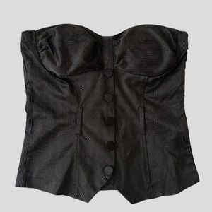PINSTRIPE Corset Y2K Vintage Charlotte Russe Strapless Black White striped Top